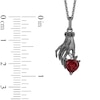 Thumbnail Image 3 of Enchanted Disney Villains Evil Queen Heart-Shaped Garnet and Diamond Poisoned Apple Pendant in Black Sterling Silver