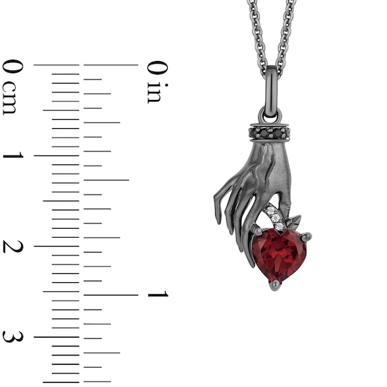 Enchanted Disney Villains Evil Queen Heart-Shaped Garnet and Diamond Poisoned Apple Pendant in Black Sterling Silver