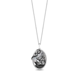 Enchanted Disney Villains Ursula Mother-of-Pearl and Diamond Coral Reef Pendant in Sterling Silver and Black Rhodium