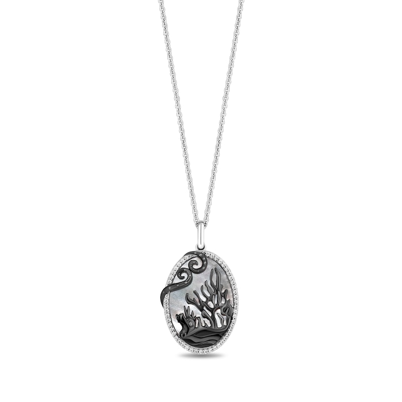 Main Image 1 of Enchanted Disney Villains Ursula Mother-of-Pearl and Diamond Coral Reef Pendant in Sterling Silver and Black Rhodium