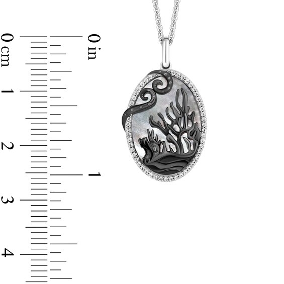 Enchanted Disney Villains Ursula Mother-of-Pearl and Diamond Coral Reef Pendant in Sterling Silver and Black Rhodium