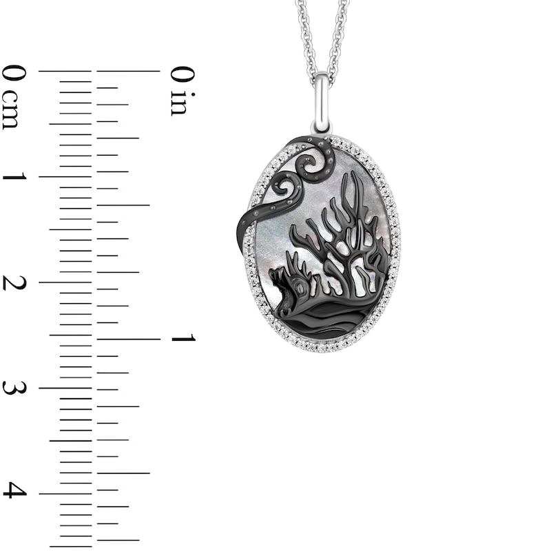 Main Image 3 of Enchanted Disney Villains Ursula Mother-of-Pearl and Diamond Coral Reef Pendant in Sterling Silver and Black Rhodium
