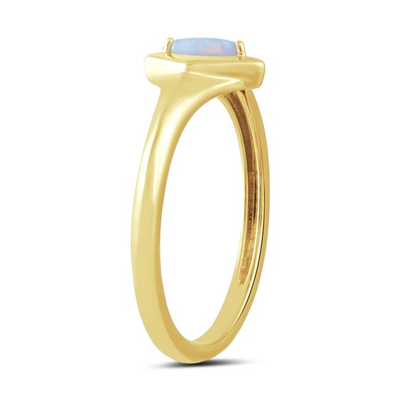 Marquise-Shaped Lab-Created Opal Solitaire Ring in Sterling Silver with 24K Gold Vermeil