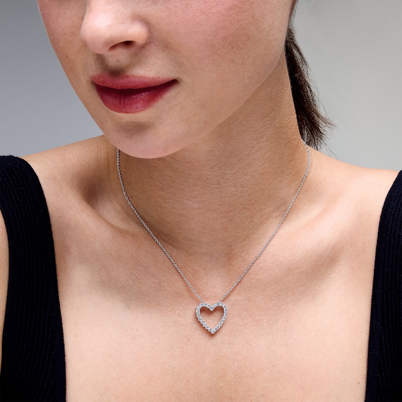 Main Image 2 of 1 CT. T.W. Certified Lab-Grown Diamond Heart Pendant in Sterling Silver (F/VS2)