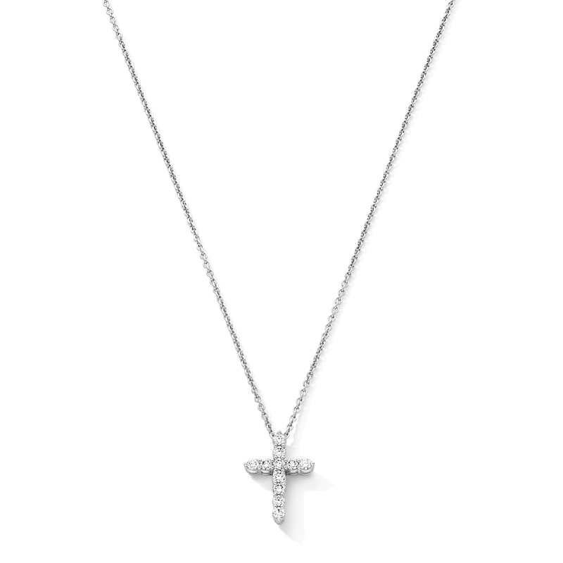 Main Image 1 of 1/2 CT. T.W. Certified Lab-Grown Diamond Cross Pendant in Sterling Silver (F/VS2)