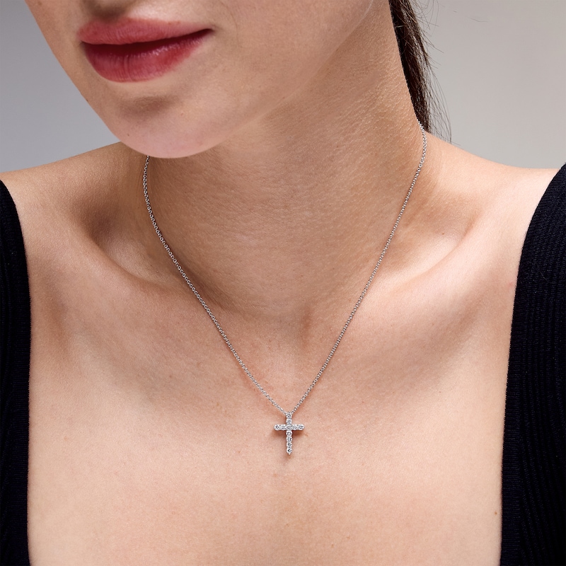 Main Image 2 of 1/2 CT. T.W. Certified Lab-Grown Diamond Cross Pendant in Sterling Silver (F/VS2)