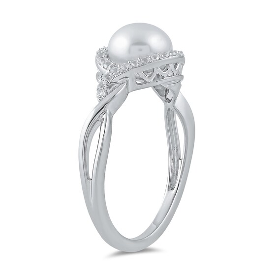 Freshwater Cultured Pearl and White Lab-Created Sapphire Pendant, Ring, Earrings and Bracelet Set in Sterling Silver