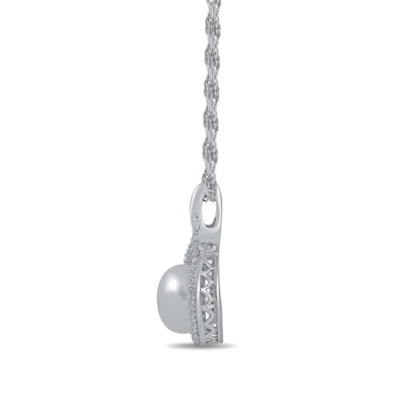Freshwater Cultured Pearl and White Lab-Created Sapphire Pendant, Ring, Earrings and Bracelet Set in Sterling Silver