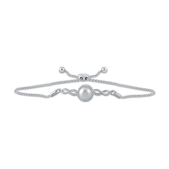 Freshwater Cultured Pearl and White Lab-Created Sapphire Pendant, Ring, Earrings and Bracelet Set in Sterling Silver