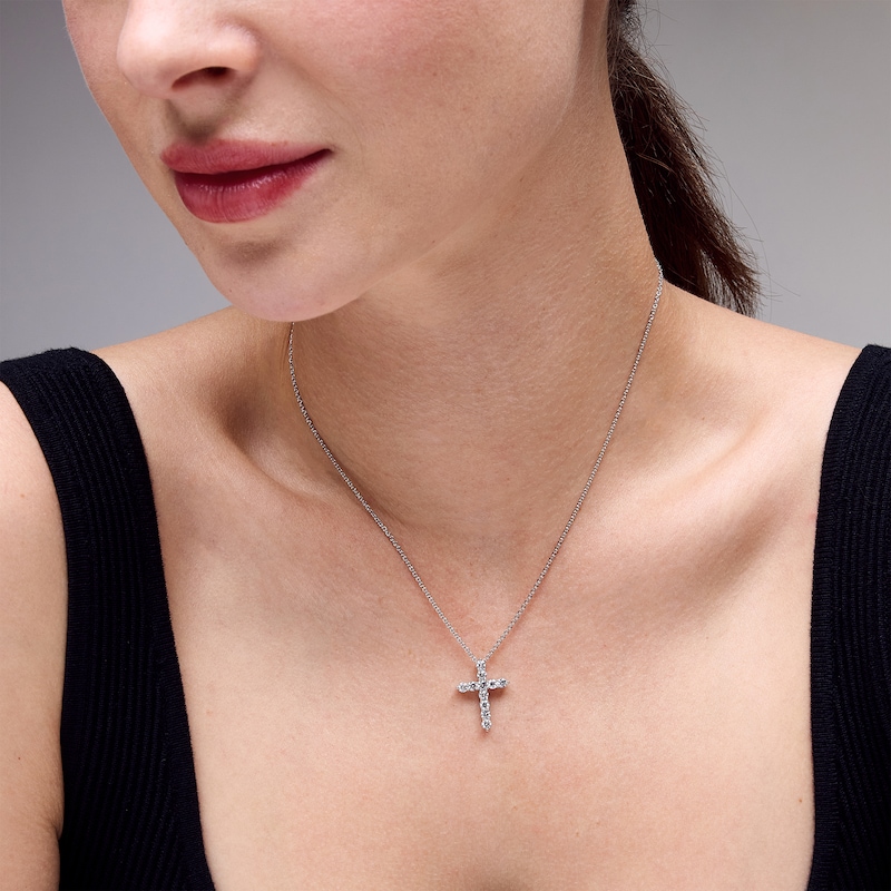 Main Image 2 of 1 CT. T.W. Certified Lab-Grown Diamond Cross Pendant in Sterling Silver (F/VS2)