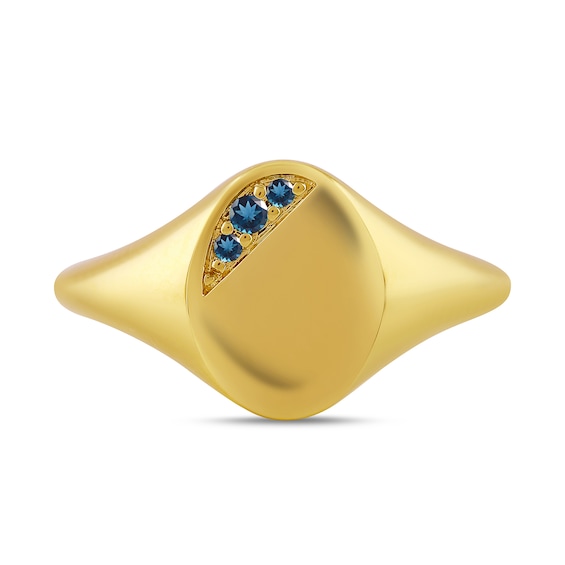 London Blue Topaz Signet Ring in Sterling Silver with 24K Gold Vermeil