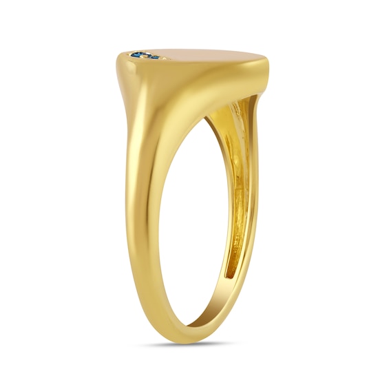 London Blue Topaz Signet Ring in Sterling Silver with 24K Gold Vermeil