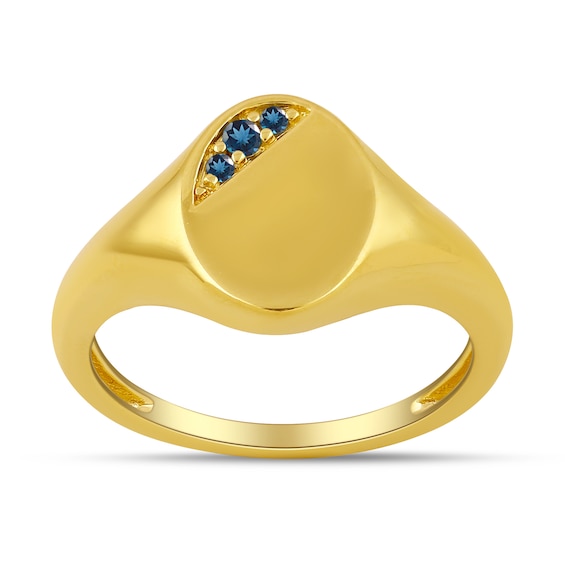 London Blue Topaz Signet Ring in Sterling Silver with 24K Gold Vermeil