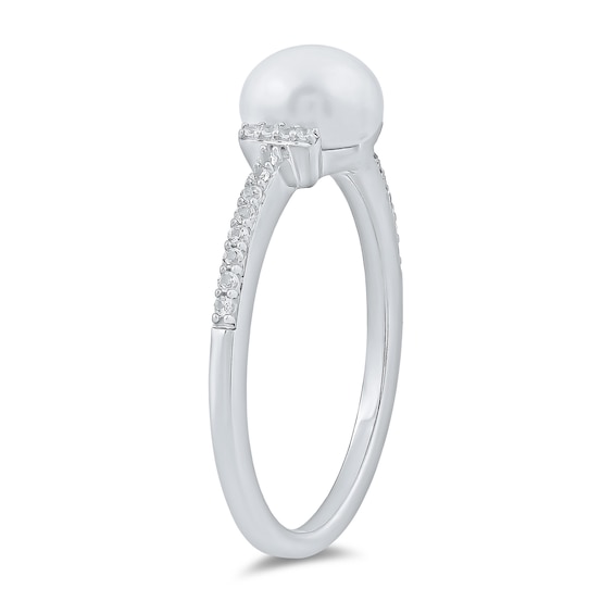 Freshwater Cultured Pearl and White Lab-Created Sapphire Pendant, Ring, Earrings and Bracelet Set in Sterling Silver