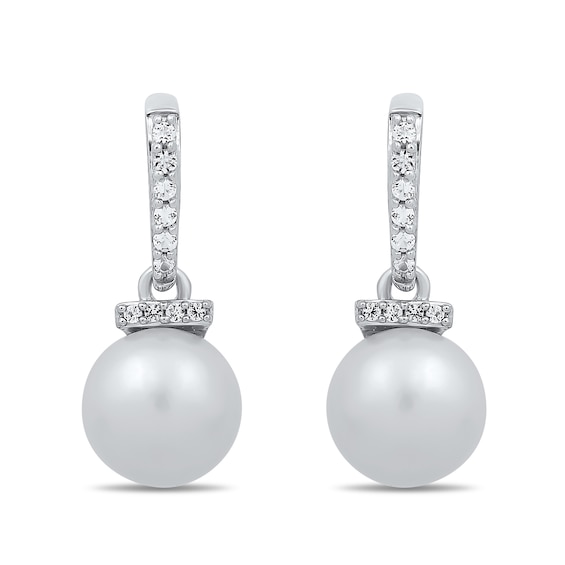 Freshwater Cultured Pearl and White Lab-Created Sapphire Pendant, Ring, Earrings and Bracelet Set in Sterling Silver