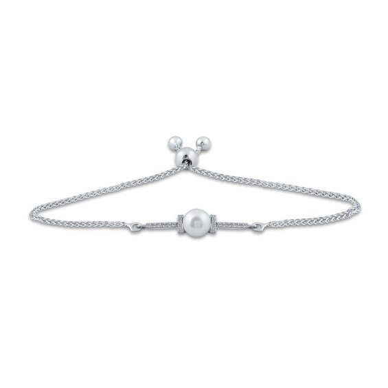 Freshwater Cultured Pearl and White Lab-Created Sapphire Pendant, Ring, Earrings and Bracelet Set in Sterling Silver