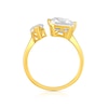 Thumbnail Image 3 of Marquise- and Emerald-Cut White Sapphire Toi et Moi Fashion Ring in Sterling Silver with 14K Gold Plate