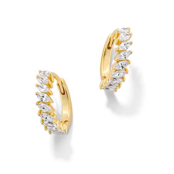 3/4 CT. T.w. Marquise-Cut Certified Lab-Grown Diamond Hoop Earrings in Sterling Silver with 18K Gold Plate (F/Vs2)