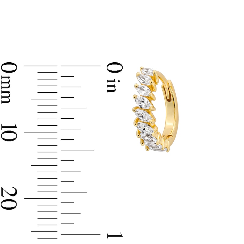 Main Image 3 of 3/4 CT. T.W. Marquise-Cut Certified Lab-Grown Diamond Hoop Earrings in Sterling Silver with 18K Gold Plate (F/VS2)