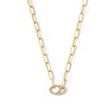 Thumbnail Image 1 of 1/8 CT. T.W. Certified Lab-Grown Diamond Cable Chain Charm Necklace in Sterling Silver with 18K Gold Plate (F/VS2)