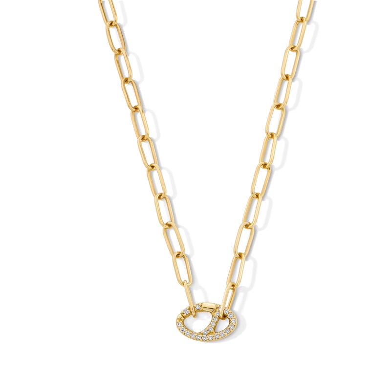 Main Image 1 of 1/8 CT. T.W. Certified Lab-Grown Diamond Cable Chain Charm Necklace in Sterling Silver with 18K Gold Plate (F/VS2)