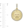 Thumbnail Image 2 of 1/4 CT. T.W. Diamond and Lab-Created Ruby Lion Head Necklace Charm in 10K Gold