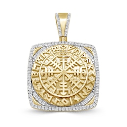 1/2 CT. T.W. Diamond Cushion-Shaped Medallion Necklace Charm in 10K Gold