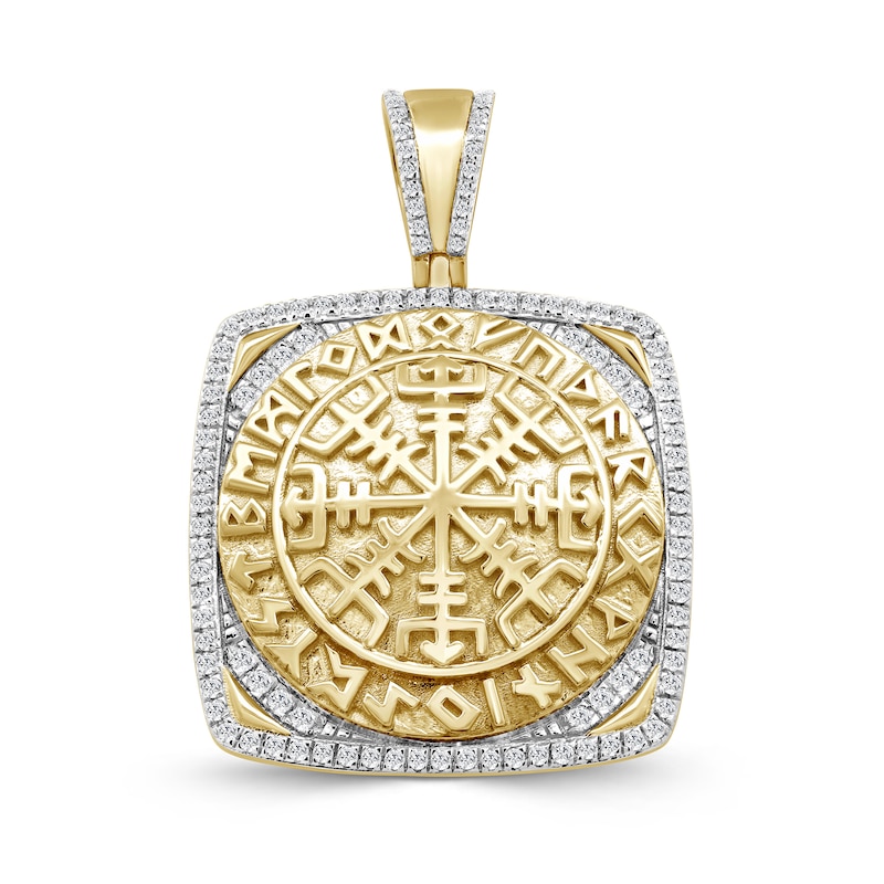 Main Image 1 of 1/2 CT. T.W. Diamond Cushion-Shaped Medallion Necklace Charm in 10K Gold