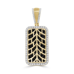 1/2 CT. T.W. Black and White Diamond Rectangular Necklace Charm in 10K Gold