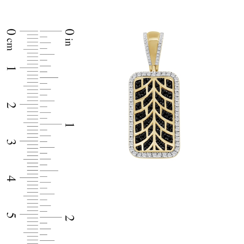 Main Image 2 of 1/2 CT. T.W. Black and White Diamond Rectangular Necklace Charm in 10K Gold