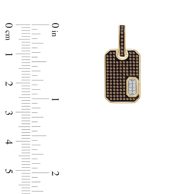 Main Image 2 of 1/2 CT. T.W. Brown and White Diamond Dog Tag Necklace Charm in 10K Gold