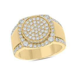 1-1/2 CT. T.W.  Lab-Grown Multi-Diamond Cushion Frame Medallion Ring in 10K Gold (F/VS2)