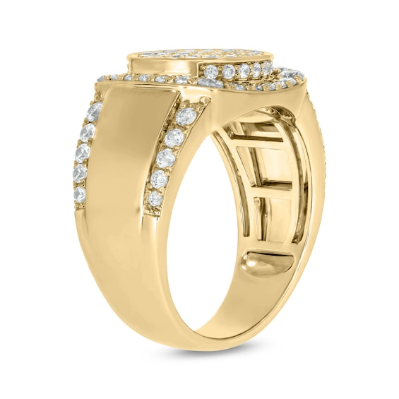 1-1/2 CT. T.w. Certified Lab-Grown Multi-Diamond Cushion Frame Medallion Ring in 10K Gold (F/Vs2)