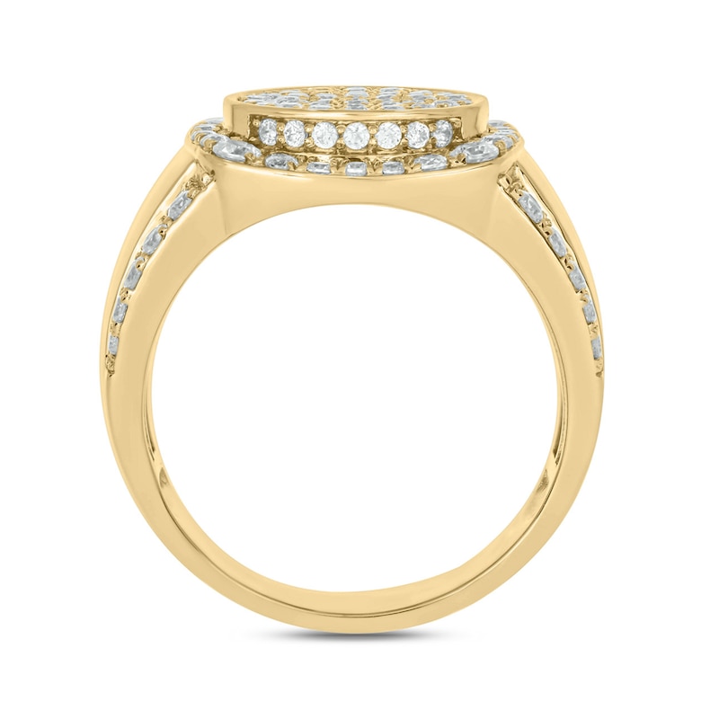 Main Image 3 of 1-1/2 CT. T.W.  Lab-Grown Multi-Diamond Cushion Frame Medallion Ring in 10K Gold (F/VS2)