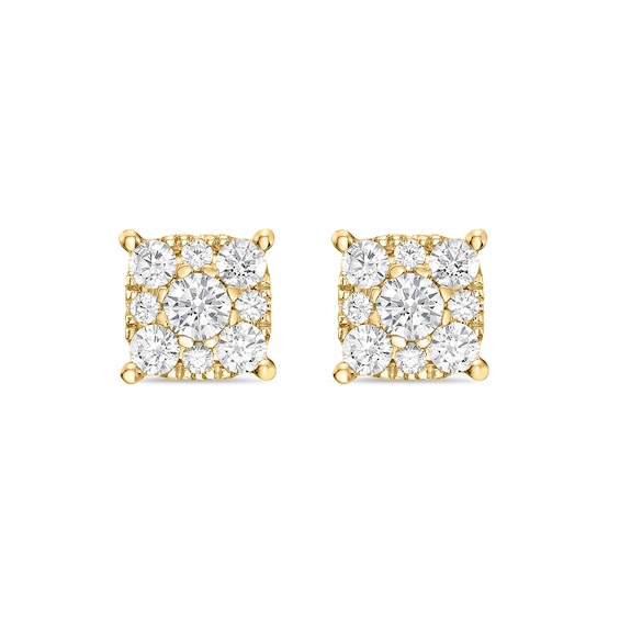 2 CT. T.w. Cushion-Shaped Lab-Grown Multi-Diamond Stud Earrings in 10K Gold (F/Vs2)