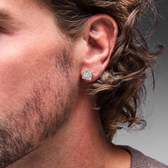 2 CT. T.w. Cushion-Shaped Lab-Grown Multi-Diamond Stud Earrings in 10K Gold (F/Vs2)