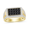 Thumbnail Image 1 of 1-1/4 CT. T.W. Black and White Multi-Diamond Rectangle Frame Ring in 10K Gold