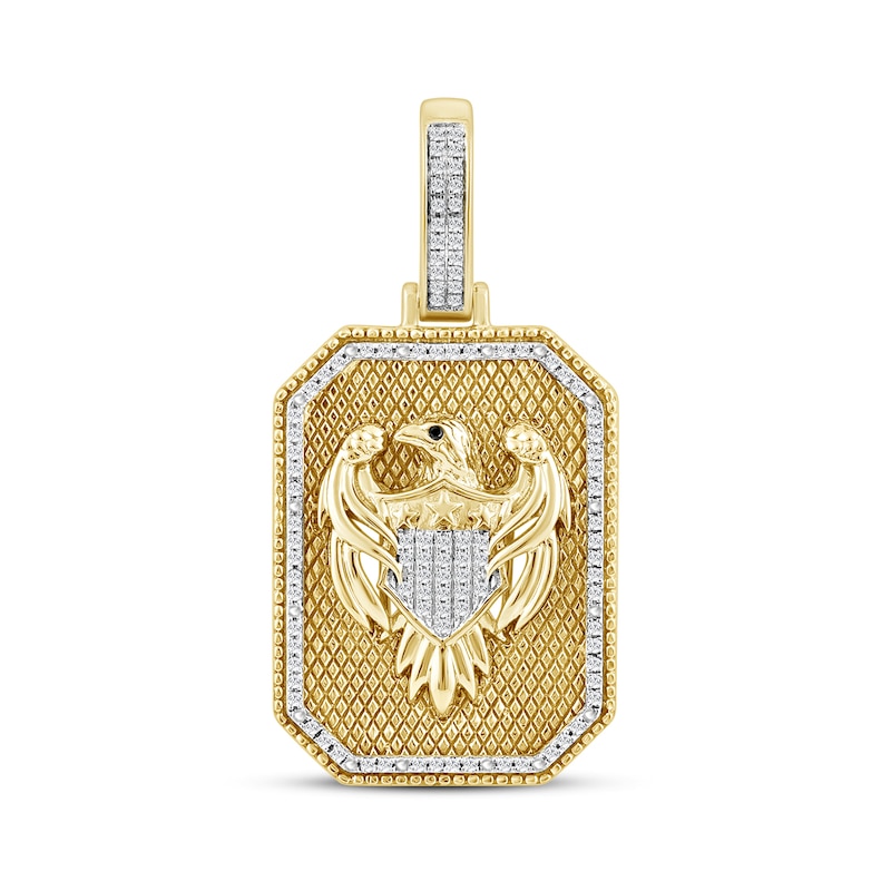 Main Image 1 of 1/4 CT. T.W. Black and White Diamond Eagle Octagon Crest Necklace Charm in 10K Gold