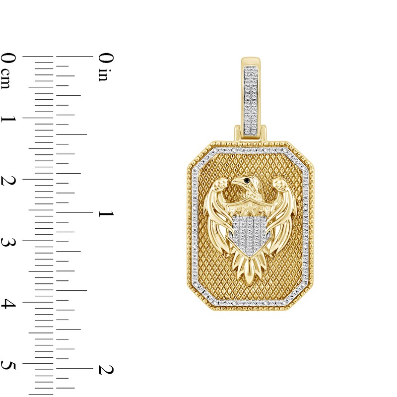 Main Image 2 of 1/4 CT. T.W. Black and White Diamond Eagle Octagon Crest Necklace Charm in 10K Gold