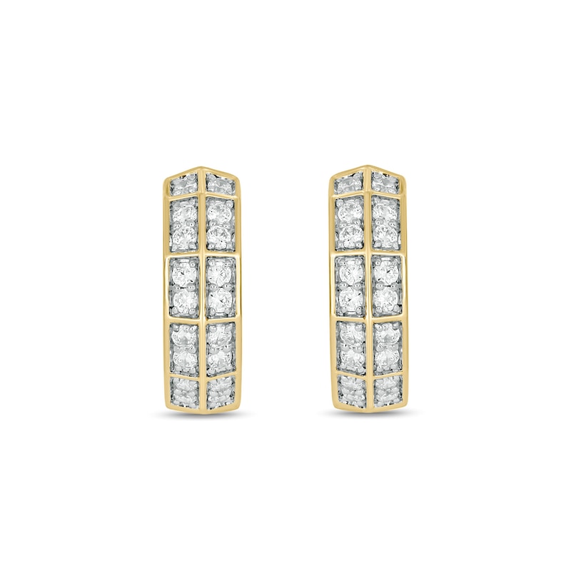 Main Image 1 of 1/2 CT. T.W. Lab-Grown Diamond Double Row Hoop Earrings in 10K Gold (F/VS2)