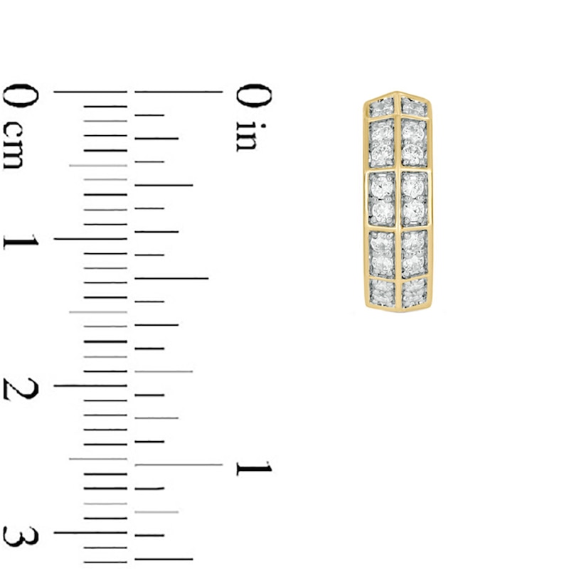 Main Image 4 of 1/2 CT. T.W. Lab-Grown Diamond Double Row Hoop Earrings in 10K Gold (F/VS2)