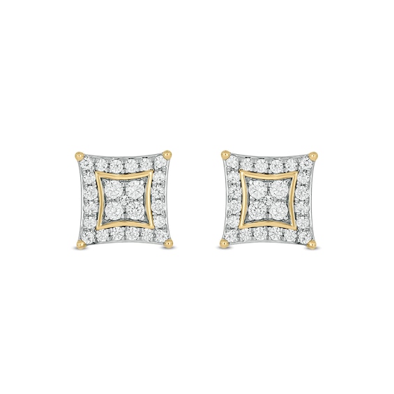 1/2 CT. T.w. Certified Lab-Grown Multi-Diamond Rhombus Frame Stud Earrings in 10K Gold (F/Vs2)