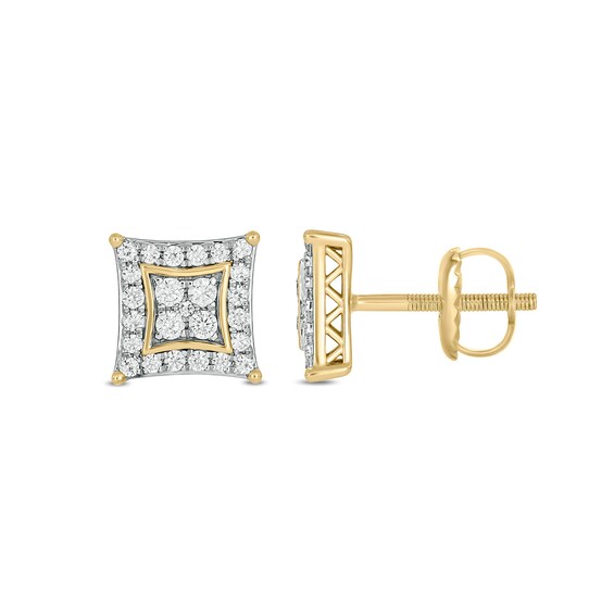 1/2 CT. T.w. Certified Lab-Grown Multi-Diamond Rhombus Frame Stud Earrings in 10K Gold (F/Vs2)