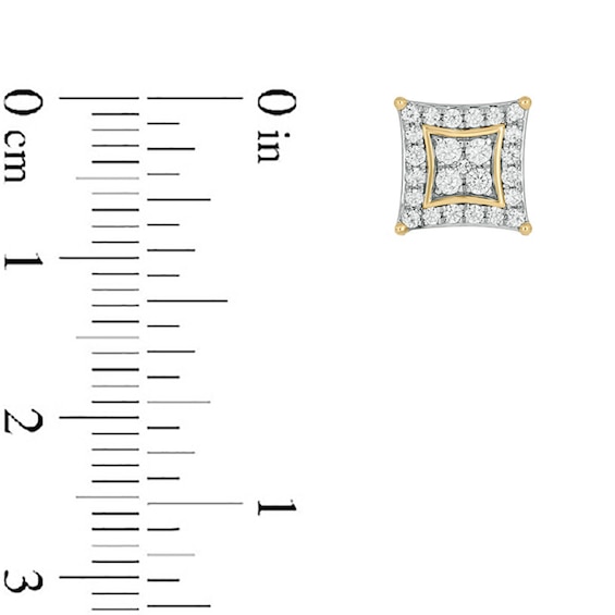1/2 CT. T.w. Certified Lab-Grown Multi-Diamond Rhombus Frame Stud Earrings in 10K Gold (F/Vs2)
