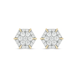 1 CT. T.W.  Lab-Grown Multi-Diamond Hexagon Frame Stud Earrings in 10K Gold (F/VS2)