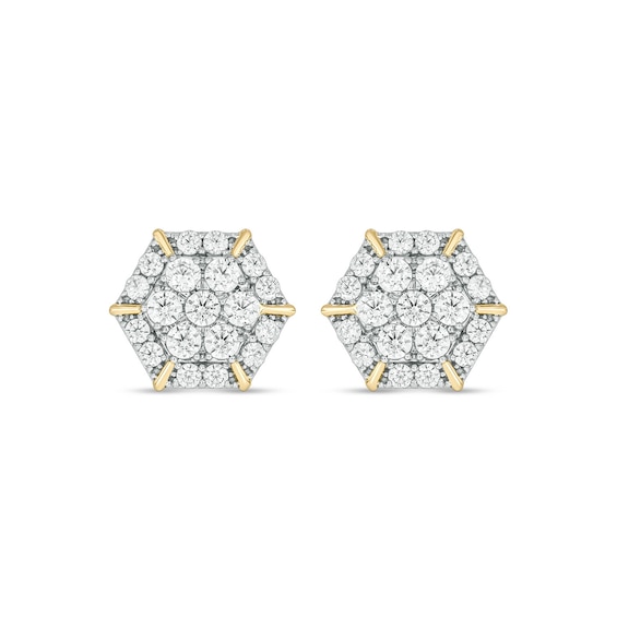 1 CT. T.w. Certified Lab-Grown Multi-Diamond Hexagon Frame Stud Earrings in 10K Gold (F/Vs2)