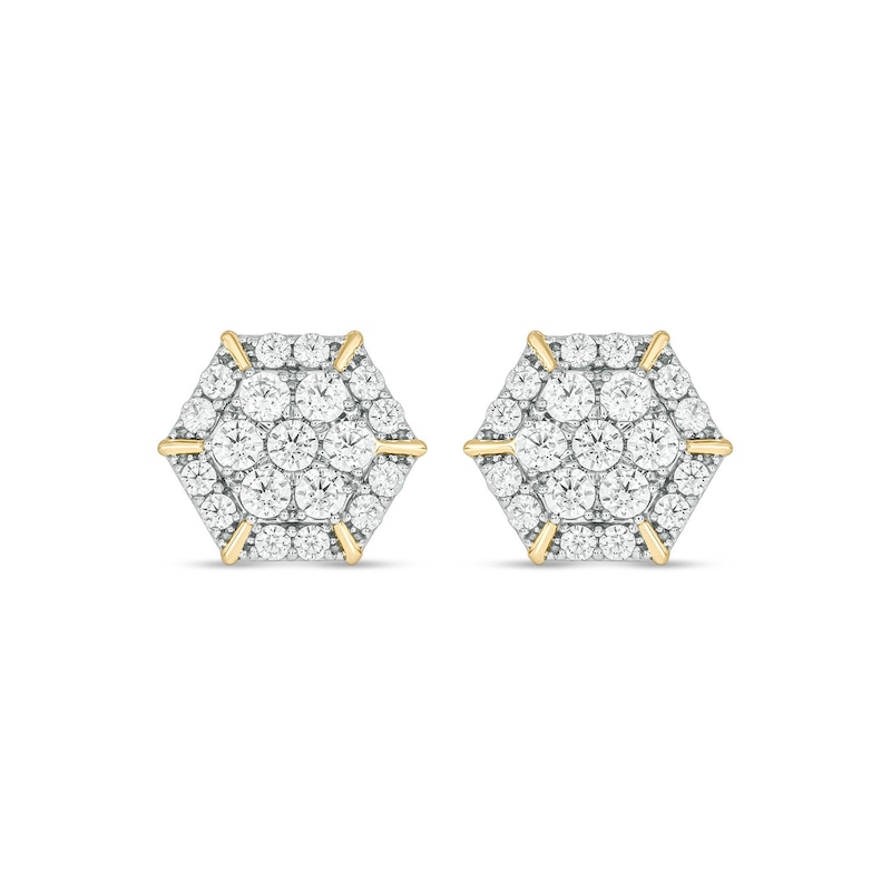 Main Image 1 of 1 CT. T.W.  Lab-Grown Multi-Diamond Hexagon Frame Stud Earrings in 10K Gold (F/VS2)