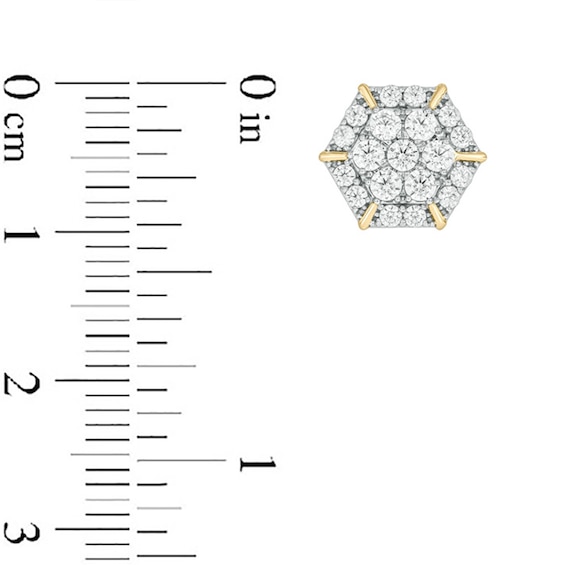 1 CT. T.w. Certified Lab-Grown Multi-Diamond Hexagon Frame Stud Earrings in 10K Gold (F/Vs2)