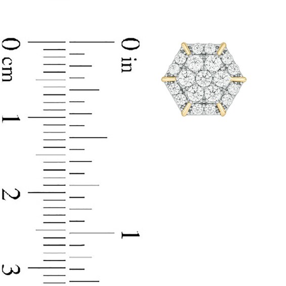 1 CT. T.w. Certified Lab-Grown Multi-Diamond Hexagon Frame Stud Earrings in 10K Gold (F/Vs2)