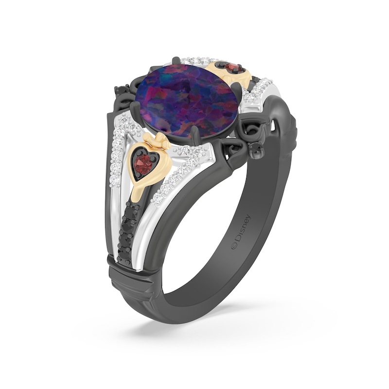 Main Image 2 of Enchanted Disney Villains Evil Queen Oval Lab-Created Opal, Garnet and Diamond Ring in Sterling Silver and 10K Gold